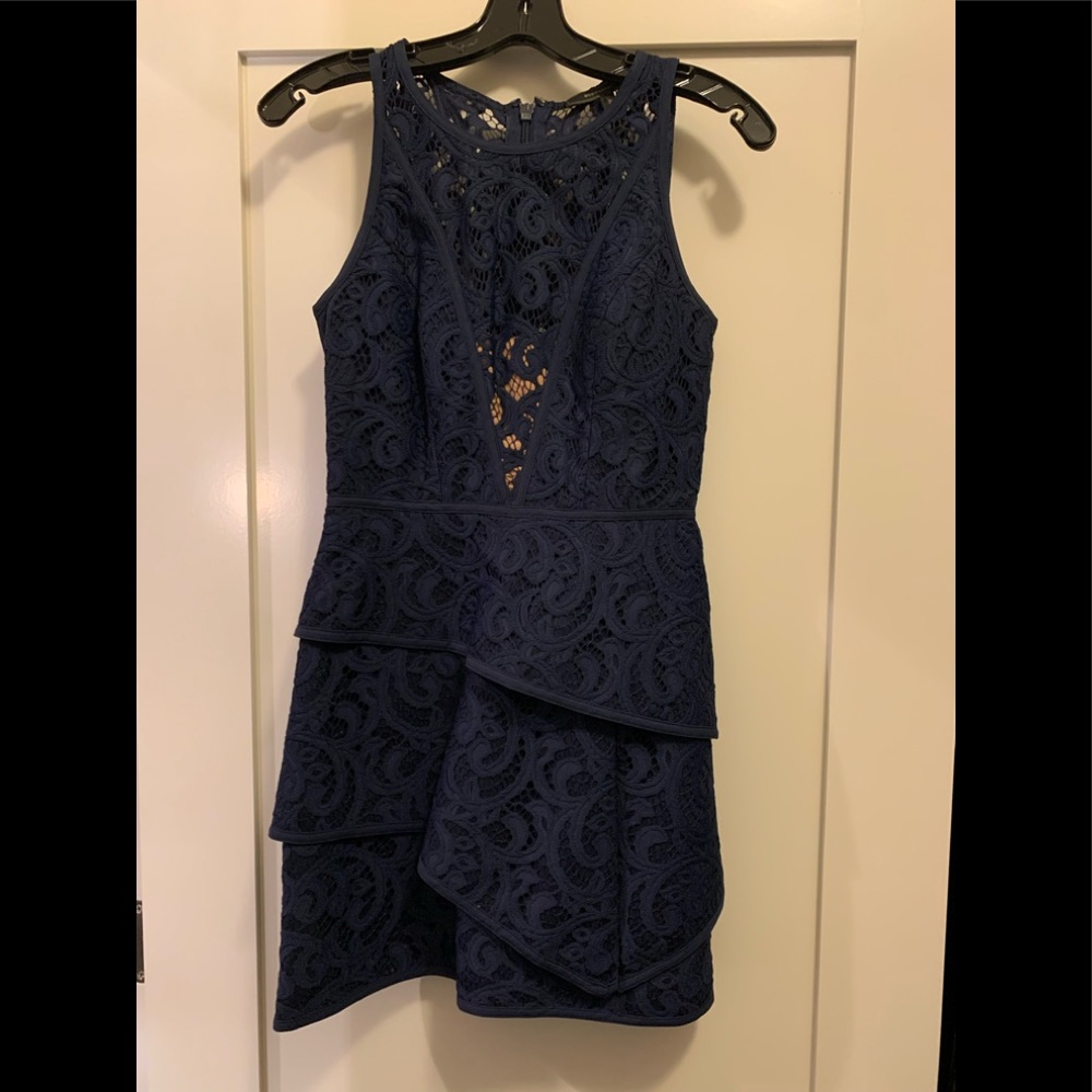 BCBG sleeveless tiered mini dress in dark navy